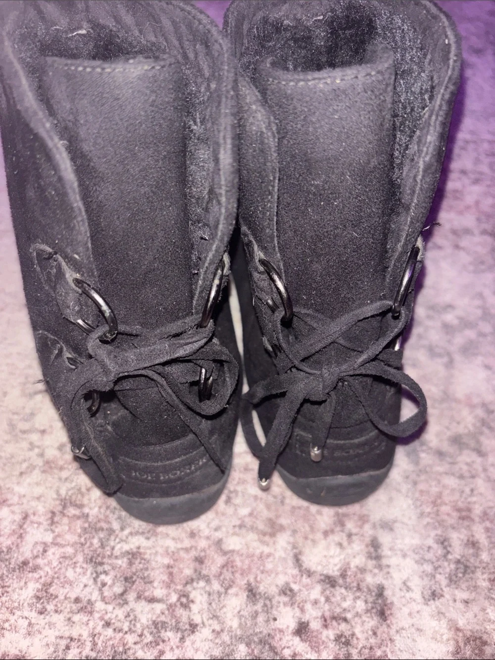 9 Joe Boxer Cute Black Suede Mid-Calf Lace-Back Winter Boots
